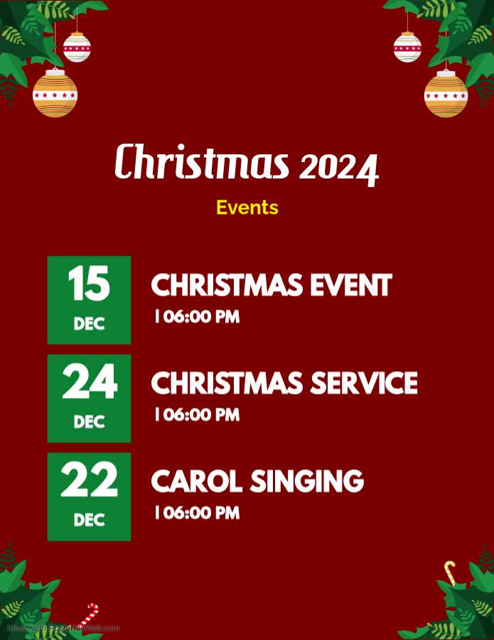 Christmas schedule Made with PosterMyWall 2